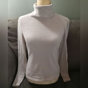 Soft, Cream, Brushed Nylon  Turtleneck Sweater